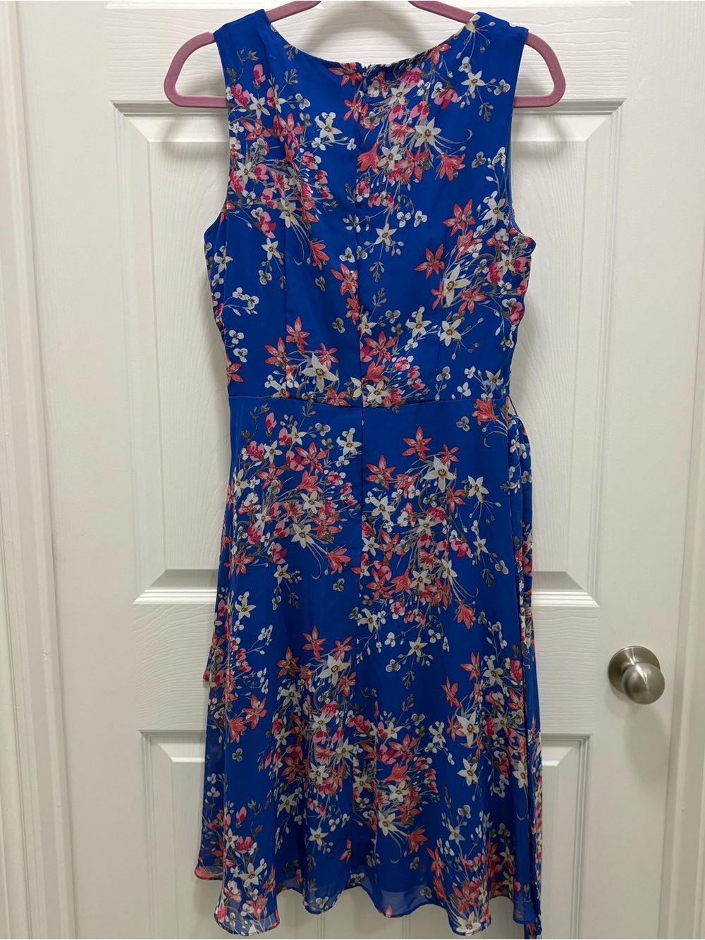 Jessica Howard Floral A-Line Sleeveless Dress in Royal Blue